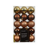 Decoris Shatterproof Baubles Box of 30 Pieces 6cm - Brown Assortment